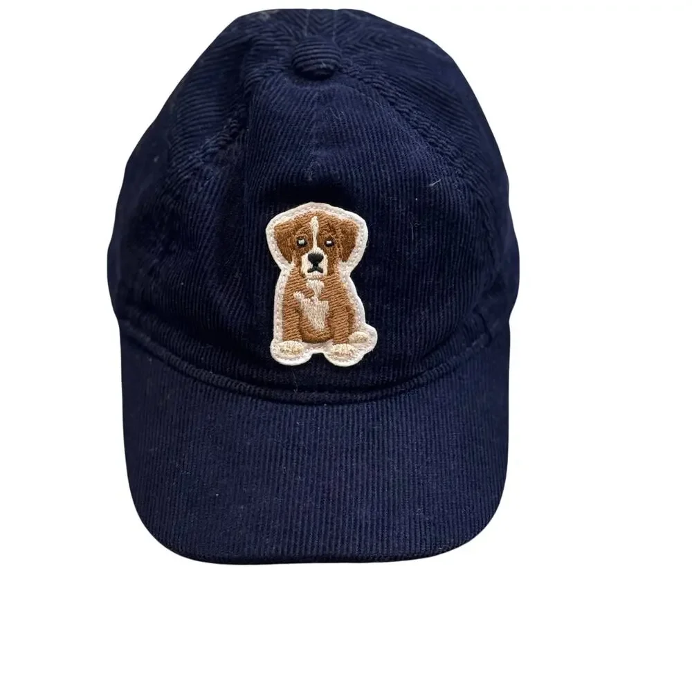 Janie and Jack Navy Blue Dog Corduroy Baseball Hat 12 to 24 Months